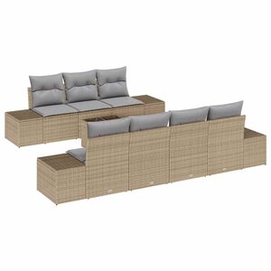 vidaXL Ensemble de canapé de jardin 8 Pièces Beige et gris polyrotin