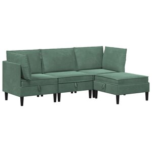 vidaXL Ensemble de meubles pour le salon 4 Pièces Vert Mer Velours