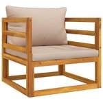 vidaXL Salon de jardin 7 Pièces avec coussins taupe bois massif