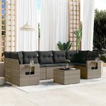 vidaXL Salon de jardin 8 Pièces avec coussins gris résine tressée