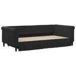 vidaXL Lit de jour avec gigogne et tiroirs sans matelas noir 100x200cm