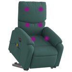 vidaXL Fauteuil inclinable de massage électrique Vert foncé Tissu