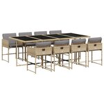 vidaXL Ensemble à manger de jardin et coussins 9 Pièces mélange beige