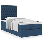 vidaXL Lit ottoman avec matelas bleu 100x200 cm tissu