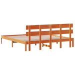 vidaXL Cadre de lit marron ciré 200x200 cm avec tête de lit en bois massif de pin