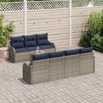 vidaXL Ensemble de canapé de jardin avec coussin 8 Pièces Gris polyrotin