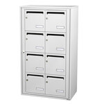 Bloc collectif Leabox 2x4  grade 3  simple face  intérieur  fixation murale  blanc neige ral 9016 finition brillante