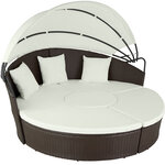 Tectake bain de soleil rond modulable zanzibar - marron marbré