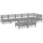 vidaXL Salon de jardin 8 Pièces Bois de pin massif Gris
