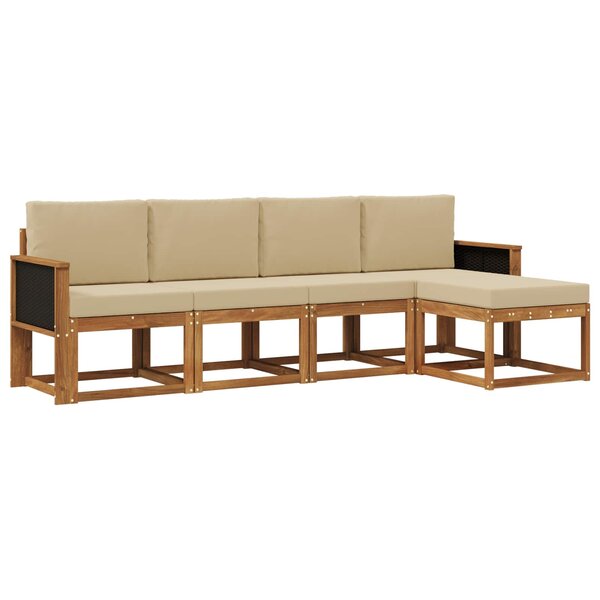 vidaXL Ensemble de canapés d'extérieur 5 pc Naturel et Beige Polyester