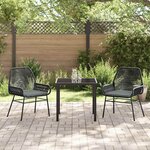vidaXL Ensemble de salle à manger pour jardin 3 Pièces Noir polyrotin