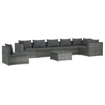 vidaXL Salon de jardin 8 Pièces avec coussins Résine tressée Gris