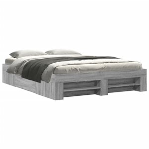 vidaXL Cadre de lit sans matelas sonoma gris 150x200 cm