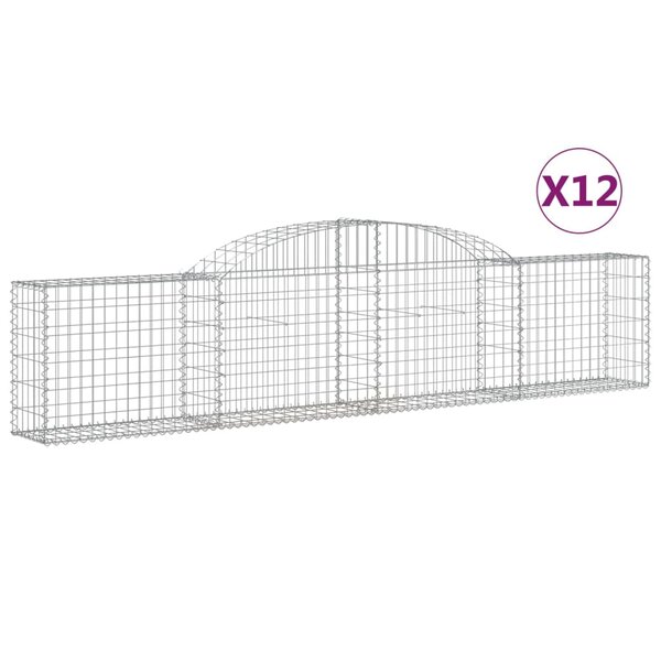 vidaXL Paniers à gabions arqués 12 Pièces 300x30x60/80 cm Fer galvanisé