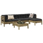 vidaXL Salon de jardin 6 Pièces avec coussins bois de pin imprégné