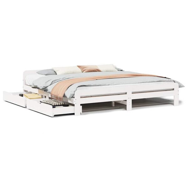 vidaXL Cadre de lit sans matelas blanc 180x200 cm bois massif de pin