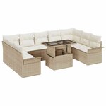 vidaXL Ensemble de canapé de jardin 10 Pièces Beige Poly rotin