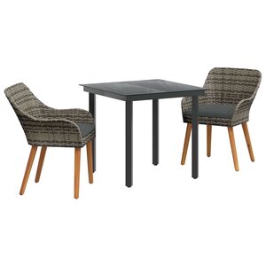 vidaXL Ensemble de salle à manger pour jardin 3 Pièces Gris polyrotin
