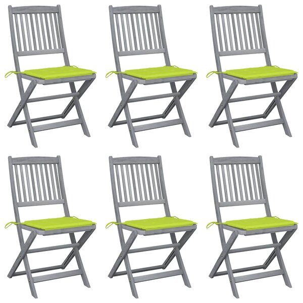 vidaXL Chaises pliables d'extérieur lot de 6 et coussins Bois d'acacia