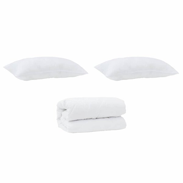 vidaXL Couette avec oreiller 3 Pièces Blanc Microfibre