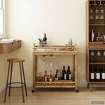 vidaXL Chariot à vin avec roues Naturel 85 x 50 x 93 cm Bambou