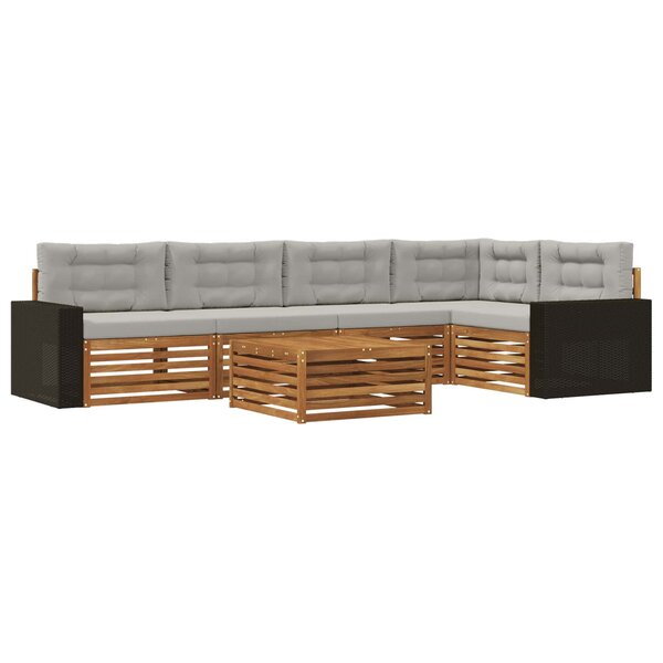 vidaXL Ensemble de canapés d'extérieur 6 Pièces Naturel et gris clair