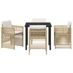 Ensemble de Jardin vidaXL 5 Pièces avec Coussins Beige en Rattan Poly
