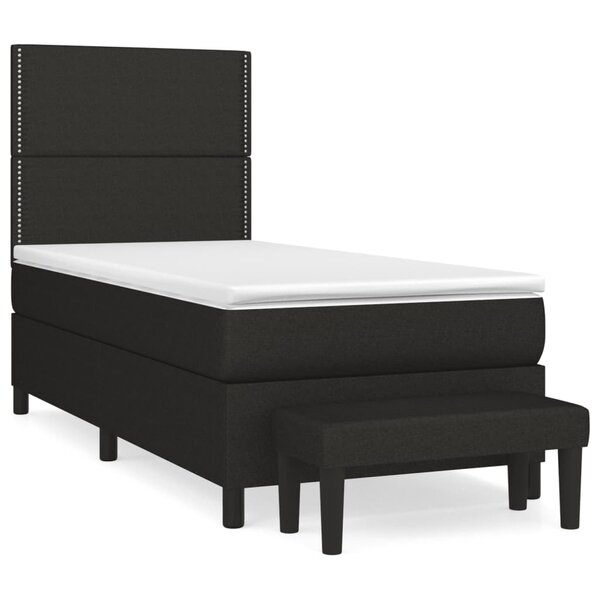 vidaXL Sommier à lattes de lit avec matelas Noir 90x200 cm Tissu