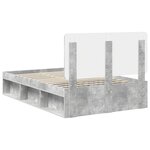 vidaXL Cadre de lit Gris Béton 135 x 190 cm Bois de pin massif