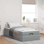 vidaXL Cadre de lit avec matelas avec matelas 2 Pièces Gris clair tissu