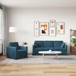 vidaXL Canapé 2 Pièces Bleu 198 x 78 x 80 cm Velours