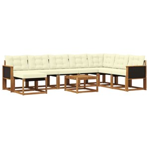 vidaXL Ensemble de canapés d'extérieur 9 pc Naturel et Crème