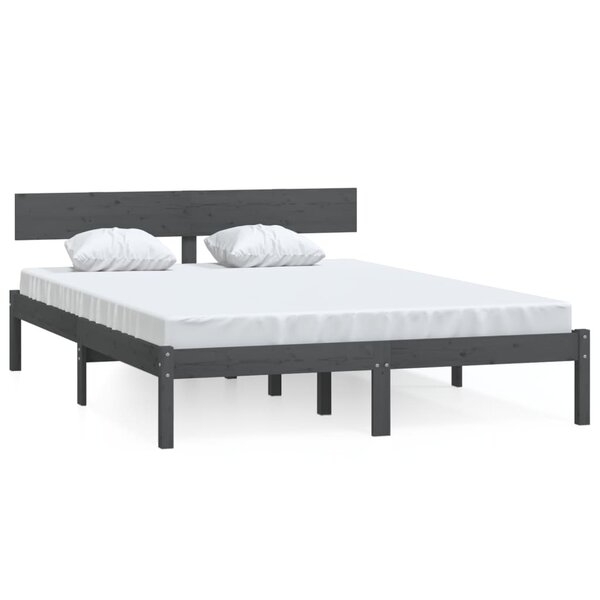 vidaXL Cadre de lit sans matelas gris bois massif 120x200 cm