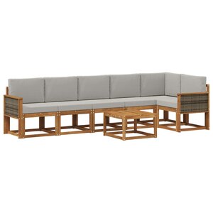 vidaXL Ensemble de canapés d'extérieur 7 pc Naturel et gris clair