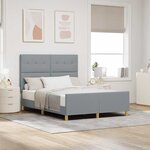 vidaXL Cadre de lit avec tête de lit Gris clair 140 x 200 cm tissu