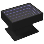 vidaXL Table basse avec LED noir 70x50x45 cm bois d'ingénierie