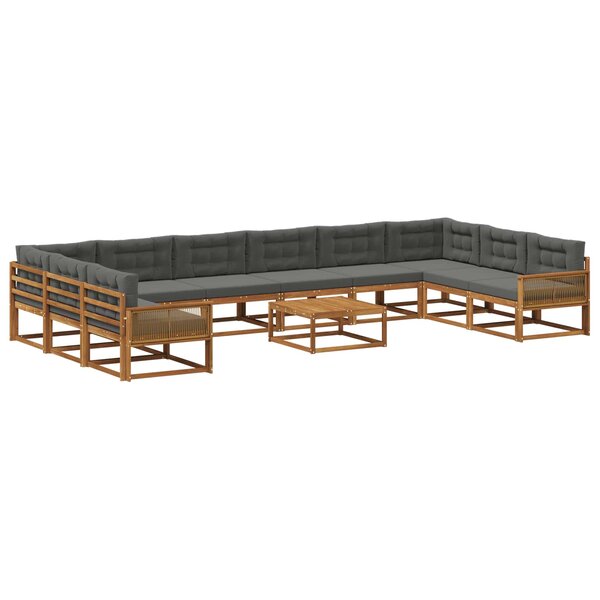 vidaXL Ensemble de canapés d'extérieur 11 Pièces Naturel et Anthracite