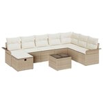 vidaXL Ensemble de canapé de jardin 9 Pièces Beige et crème polyrotin