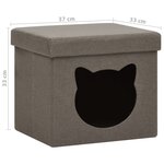 vidaXL Tabouret de rangement pliable avec motif de chat Taupe Tissu