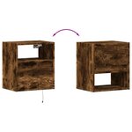 vidaXL Tables de chevet murales avec lumières LED 2 Pièces chêne fumé