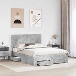 vidaXL Cadre de lit Gris béton 150 x 200 cm Bois d'ingénierie