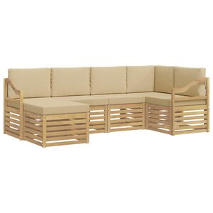 vidaXL Ensemble de canapés d'extérieur 6 Pièces Blanc et Beige Polyester