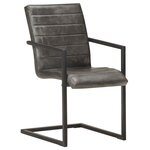 vidaXL Chaises à manger cantilever lot de 4 gris cuir véritable