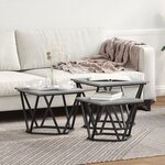 Tables d'appoint vidaXL 3 Pièces Gris Sonoma en bois d'ingénierie