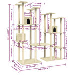 vidaXL Arbre à chat avec griffoirs en sisal Crème 174 cm