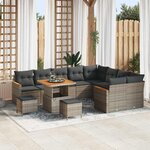 vidaXL Ensemble de canapé de jardin 12 Pièces Gris Poly rotin
