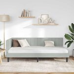 vidaXL Cadre de lit d'angle Gris clair 90 x 190 cm Velours