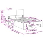 vidaXL Cadre de lit Gris Sonoma 120 x 190 cm Bois d'ingénierie