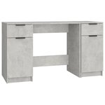 Bureau table poste de travail meuble d'ordinateur informatique étude avec armoire latérale bois d'ingénierie gris 02_0023395