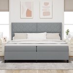 vidaXL Lit à ressorts avec matelas Gris clair 200x200 cm  tissu